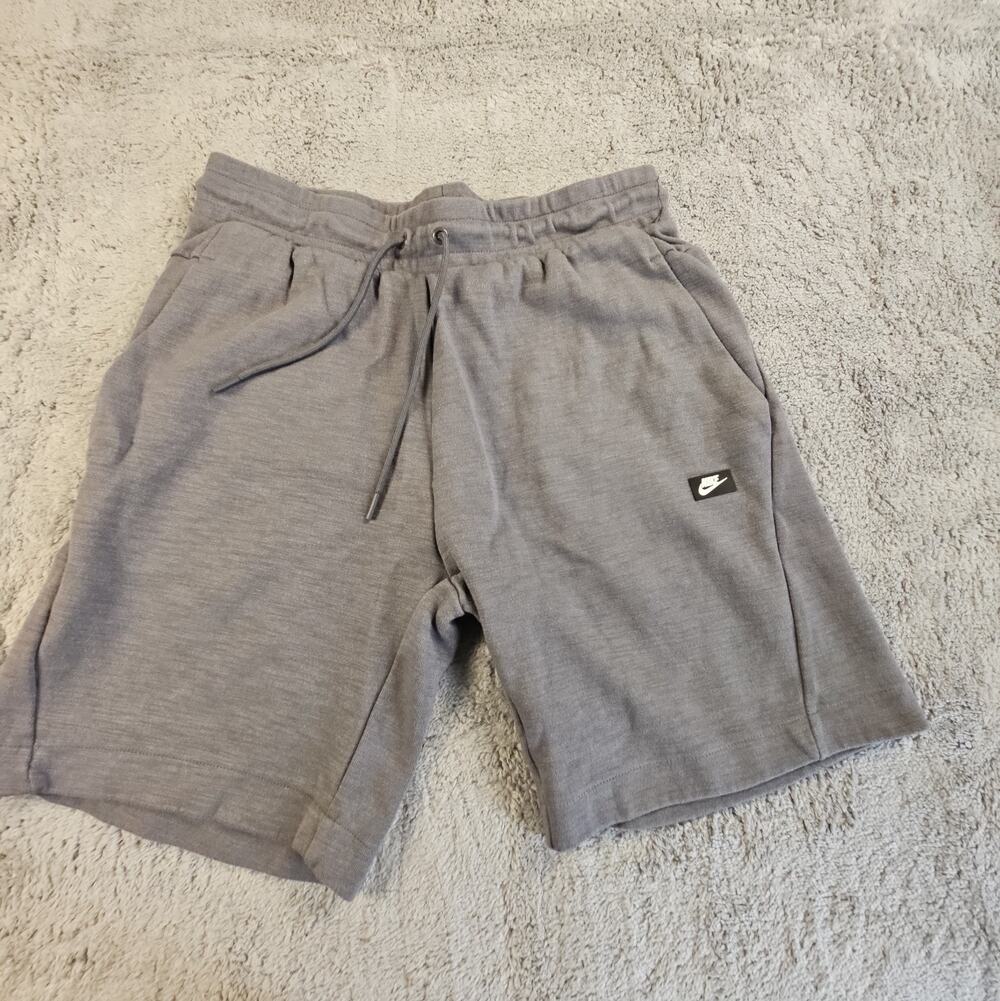 Mens Large Gray Heavyweight Cotton Blend Athletic Sweat Gym Logo Shorts by Nike